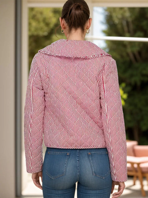 'Elysia' Striped Quilted Jacket - Celes Fashion